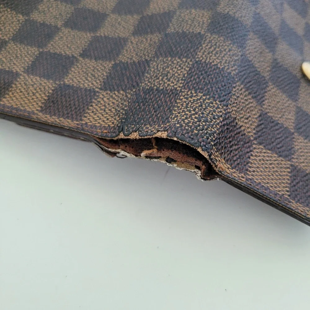 Louis Vuitton Damier Ebene Trifold Wallet Brown Checkered SP0073 France Fair